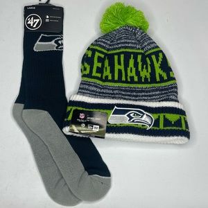 Seahawks beanie hat and socks
